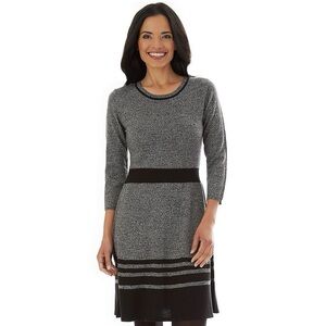 • heather gray & black striped sweater dress •